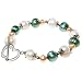 Teal, Salmon & White Freshwater Pearl Handmade Bracelet