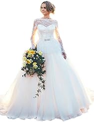 Sexy Long Sleeves Backless Lace Applique Spring Summer   Ball Gown  Dress