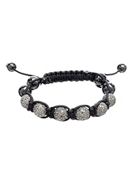 14kt Solid Gold 6.3ct Diamond Macrame Beaded Cord Bracelet Fashion Jewelry