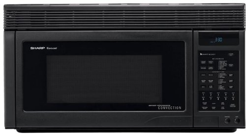 Sharp R1875T 1.1 cu. ft. Over-the-Range Convection Microwave Oven with 850 Cooking Watts, 11 Power Levels, 8 Sensor Cook Settings, Turntable, 2-Speed Convertible Ventilation and Hood Light: Black