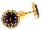 Jewelry : Gold plated cufflinks with an image of a clock/watch face with presentation box. Made in the U.S.A