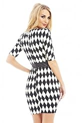 Illusion Checkered Print Elastane/Polyester Bodycon Dress 