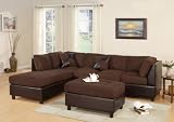 Huntington 3-pcs Sectional Sofa Set w/ Ottoman Reversible in Chocolate Color