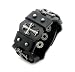 Power Black Leather Sharp Cut Cross Bracelet With Ball Stud Accents Adjustable