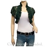 Plus Size Lace Ruffled Edge Cropped Bolero Shrug Green