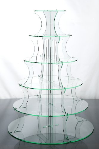 6 Tier Glass Effect Acrylic Cup Cake Stand for Weddings and Parties