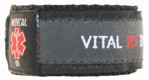 Small Adult - Teen Adjustable Medical Alert ID Bracelet~Charcoal