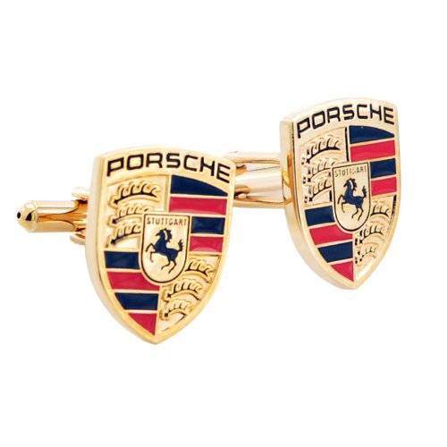 Golden Porsche Logo Automotive Car Cufflinks