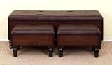 Chocolate Finish Wood STORAGE BENCH Set of 3