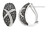 1 Carat Black and White Diamond Sterling Silver Earrings