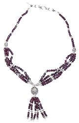 Y Drop Necklace Silver Garnet Gemstone Jewelry 18 inches