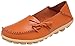 Serene Womens Leather Cowhide Casual Lace Up Flat Driving Shoes Boat Slip-On Loafers (9B(M)US, Orange)