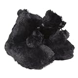 Childrens/Kids Girls Soft Fluffy Indoor Footwear/Slipper Boots with Pom Poms