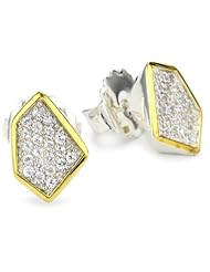 Kara Ross "Pyramid" White Sapphire Tiny Stud Earrings