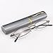 Ultra Slim Polished Full Frame Lightweight Unisex Men Women Eyewear Reading Glasses w/ Portable Aluminum Pocket Clip Tube Case (+1.50, Gunmetal frame)