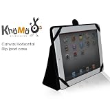 KHOMO Deluxe Black Leather Case for NEW Apple iPad 2 (Newest Version March 2011 Release) Folio Stand