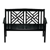 Achla Patio Decor Black Wooden and Durable Polyurethane Fretwork Bench Outdoor Garden Bench