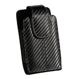 Premium High Quality Black Leather Carbon Fiber Vertical Pouch Carry Case M ....