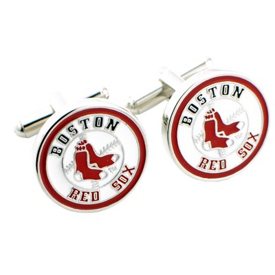 Red and White Boston Red Sox Cufflinks with Gift Box