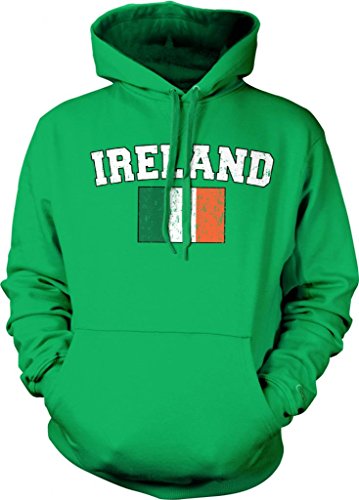 Ireland Flag International Soccer Sweatshirt, Irish Soccer Mens Hoodie, Medium, Kelly Green