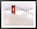 Fog Swirls and Covers All of the Golden Gate Bridge Save the North Tower and the Tips of Skyscrapers Photography Framed Art Poster Print, 49x39