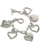 Silvertone Heart Charm Toggle Bracelet Fashion Jewelry