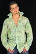 Sage: Men's Long Sleeve Green Fitted Clubbing Shirt, 100% Cotton, w/ Details