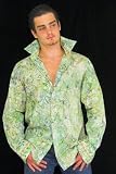 Sage: Men's Long Sleeve Green Fitted Clubbing Shirt, 100% Cotton, w/ Details