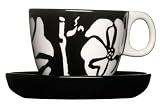 Sagaform Flora Set of Four Espresso Cups and Saucers, Black