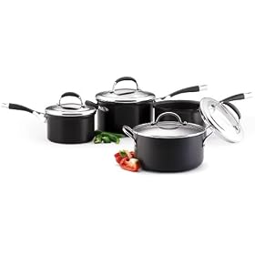 Circulon Elite Hard Anodised Cookware Saucepan Set, 4 Pieces