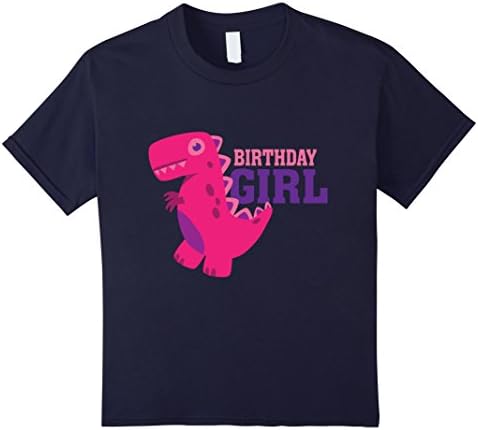 Kids Birthday Girl - Cute Dinosaur Party Gift Idea T Shirt 4 Navy
