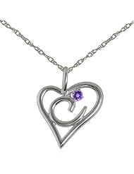 10k White Gold and Gem Stone with Initial Pendant Necklace (0.01 cttw, I-J Color, I1 Clarity), 17"