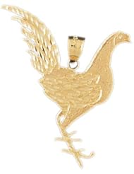 Dazzlers Solid 14k Gold Rooster Charm Pendant Available in three colors from jewelsberry (weights: 3.1 grams only)