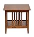OSP Home Furnishings Sierra End Table with Lower Storage Shelf and Mission Style Side Panels, Ash Brown