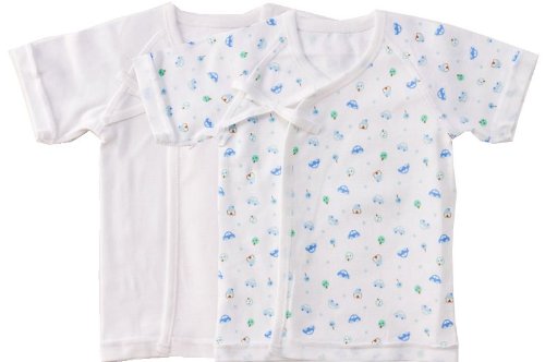 (チャックル) chuckle ラブリープリント 新生児ガーゼ短肌着2枚組 サックス 50-60cm P6744-00-30