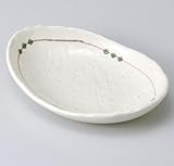 粉引ヒスイ楕円皿　5個組 【美濃焼　和皿】