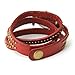 Fashion Rivet Weave Wrap Around Leather Retro Bracelet Woman Wrist Watch Dark Red