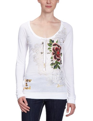 Desigual Damen Langarmshirt 21T2601, Gr. 42 (XL) (ES 44), Wei&szlig; (Blanco) Preisvergleich