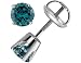 Blue Diamond Solitaire Stud Earrings 3/4 Carat (ctw) in White Gold with Screwback