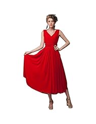 Sexy V-neck Cocktail Knee Length Chiffon Sleeveless  Homecoming Dress/Bridesmaid Dress/Party Dress/Wedding Dress/Midi Dress  With Ruffles