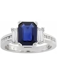 14K White Gold Sapphire and Diamond Ring -- LIFETIME WARRANTY