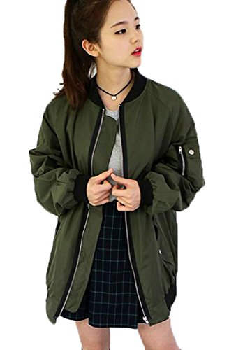 (ドチィン)DaoCheng レディース スタジャン 長袖 無地 秋 マニッシュ スタジャン レディース アウター ブルゾン カジュアル ゆったり 体型カバー ファッション ブルゾン レディース スタンドカラー ミリタリージャケット レディース 秋 モスグリーン ブラック