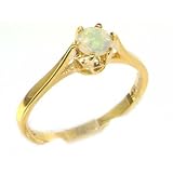 Luxury 9K Yellow Gold Womens English Made Opal Solitaire 0.50ct 1/2ct Engagement Ring - Finger Sizes 5 to 12 Available