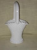 Vintage Westmoreland Milk Glass Handled 9x5 Inch English Hobnail Basket Vase