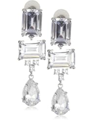 CZ by Kenneth Jay Lane "Trend Cubic Zirconia" Rhodium-Plated Multi-Shape Clip Dangle Earrings