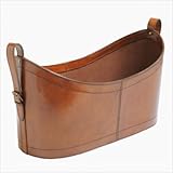 Barrister's Oval Magazine Bin Leather: Tan