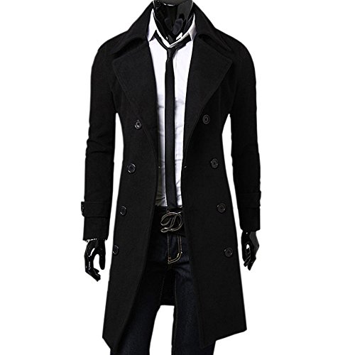 Zeagoo Men's Trench Coat Winter Long Jacket Double Breasted Overcoat