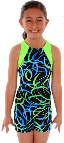 Green Confetti Gymnastics Biketard (Child Medium)