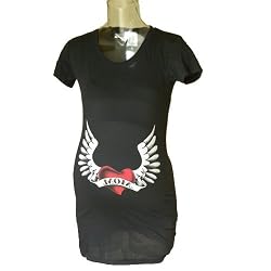 Heart and Wing Tattoo Maternity Tunic Tee