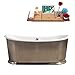 Streamline | Freestanding Soaking 72" R5360CH Cast Iron Bathtub, Silver | Comes with External Drain And Chrome Overflow | Bamboo Tray Included